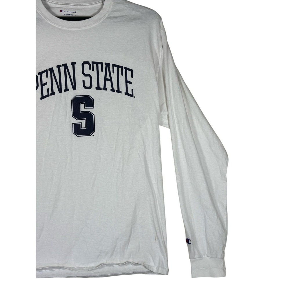 Champion Penn State Long Sleeve‎ T-Shirt Mens White Navy Blue Collegiate Tee - Picture 8 of 12